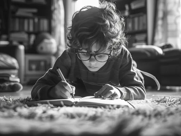 A child writing in a book